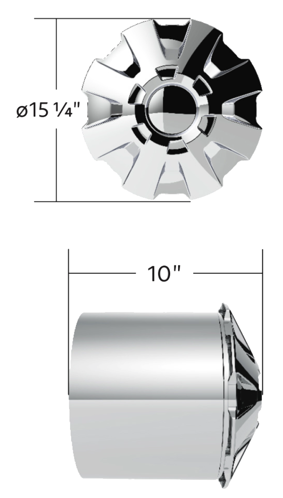 Rear Axle Wheel Cover "Rubicon" With 10 Thread-On Nut Covers, High Quality Chrome Plated ABS Plastic (Copy)