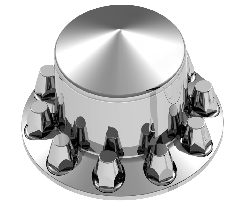 Rear Axle Wheel Cover "Pointed" With 10 Push-On Nut Covers, High Quality Chrome Plated ABS Plastic (Copy) (Copy)
