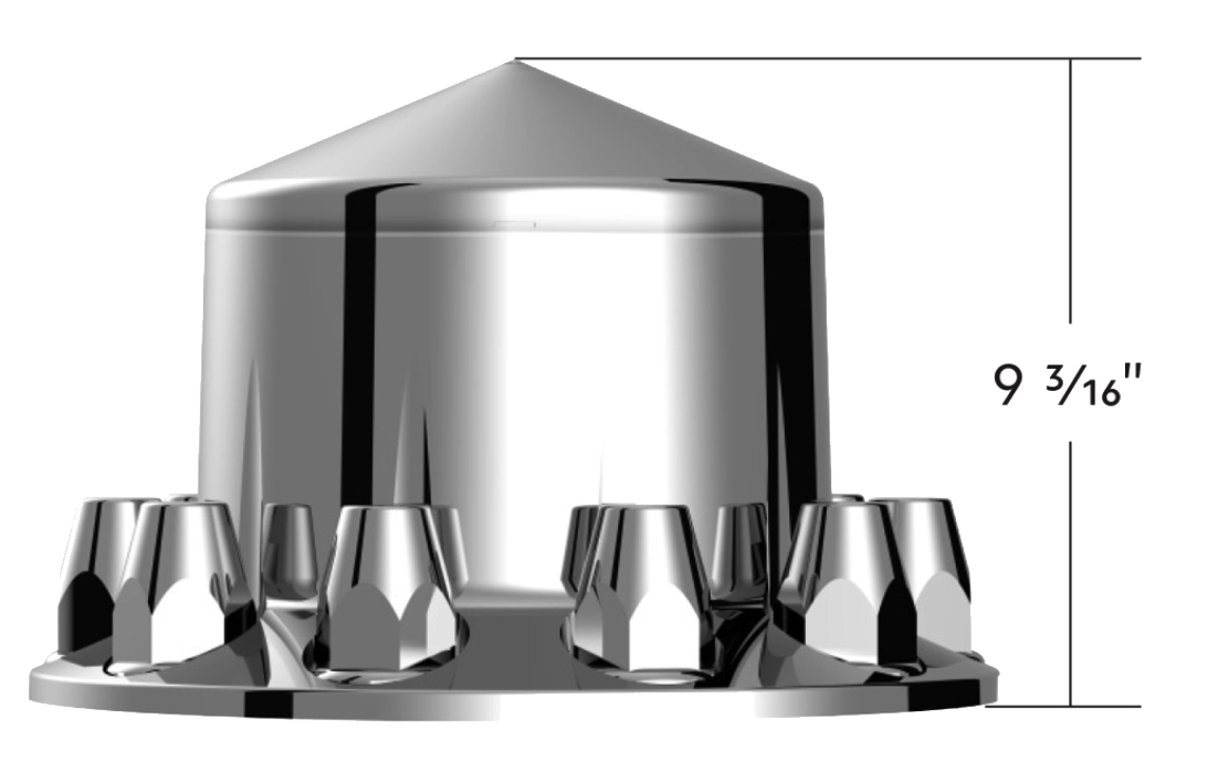 Rear Axle Wheel Cover "Pointed" With 10 Push-On Nut Covers, High Quality Chrome Plated ABS Plastic (Copy) (Copy)