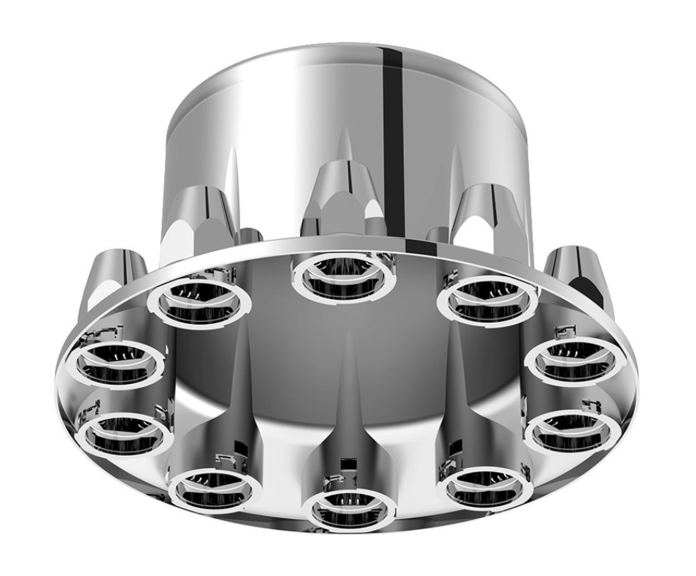 Rear Axle Wheel Cover "Pointed" With 10 Push-On Nut Covers, High Quality Chrome Plated ABS Plastic (Copy) (Copy)