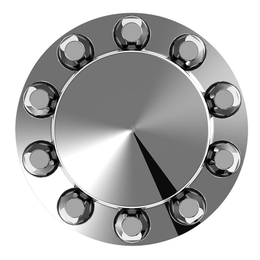 Rear Axle Wheel Cover "Pointed" With 10 Push-On Nut Covers, High Quality Chrome Plated ABS Plastic (Copy) (Copy)