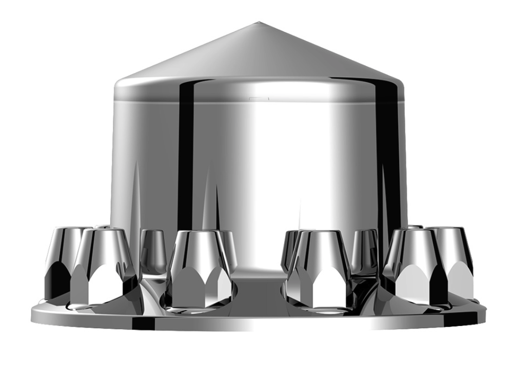 Rear Axle Wheel Cover "Pointed" With 10 Push-On Nut Covers, High Quality Chrome Plated ABS Plastic (Copy) (Copy)