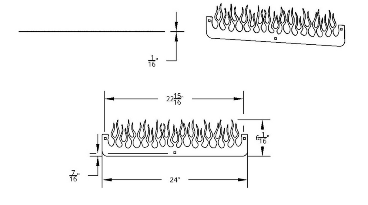 24" Chrome Flame Bottom Mud Flap Plate - Bolt Thru
