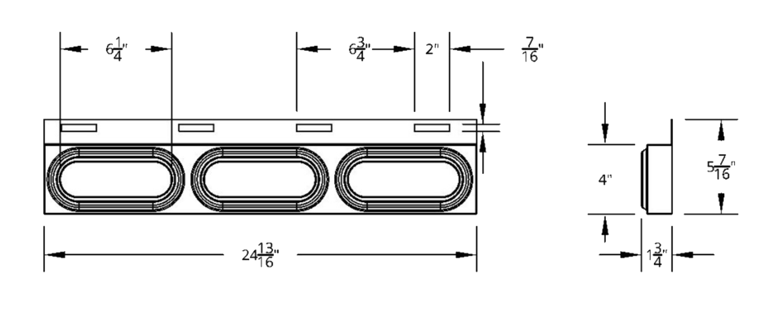 Stainless Steel Top Mud Flap Plate With 3 Oval Lights & Bezels With Visor