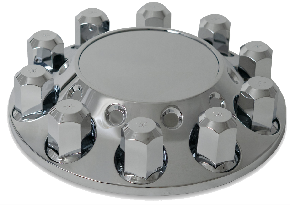 Axle Cover Kit Revolver With Hubcaps & 33mm Threaded Nut Covers – Chrome Plated ABS Plastic