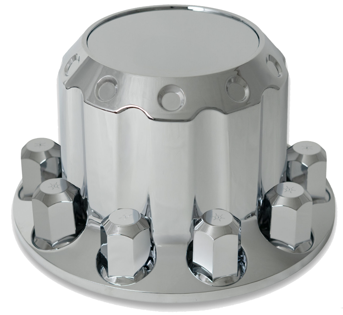 Axle Cover Kit Revolver With Hubcaps & 33mm Threaded Nut Covers – Chrome Plated ABS Plastic