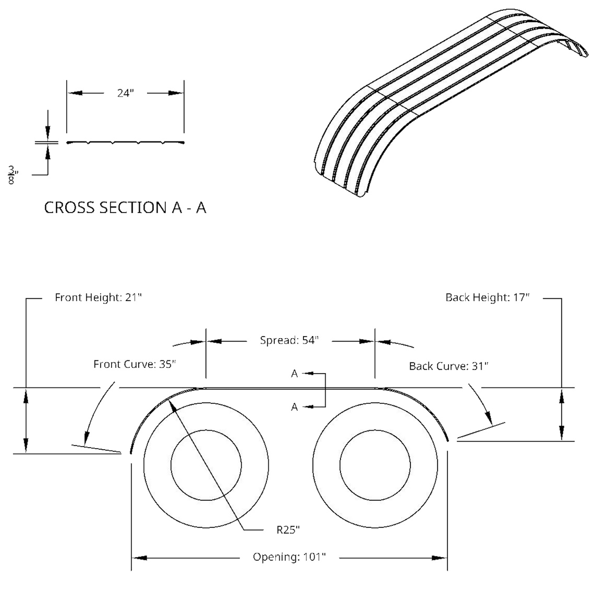 16 and 18 Gauge Full Tandem Fenders Ribbed Flat Polished Stainless Steel - HD Truck Source