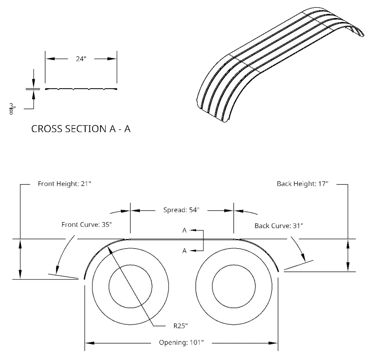 16 and 18 Gauge Full Tandem Fenders Ribbed Flat Polished Stainless Steel - HD Truck Source
