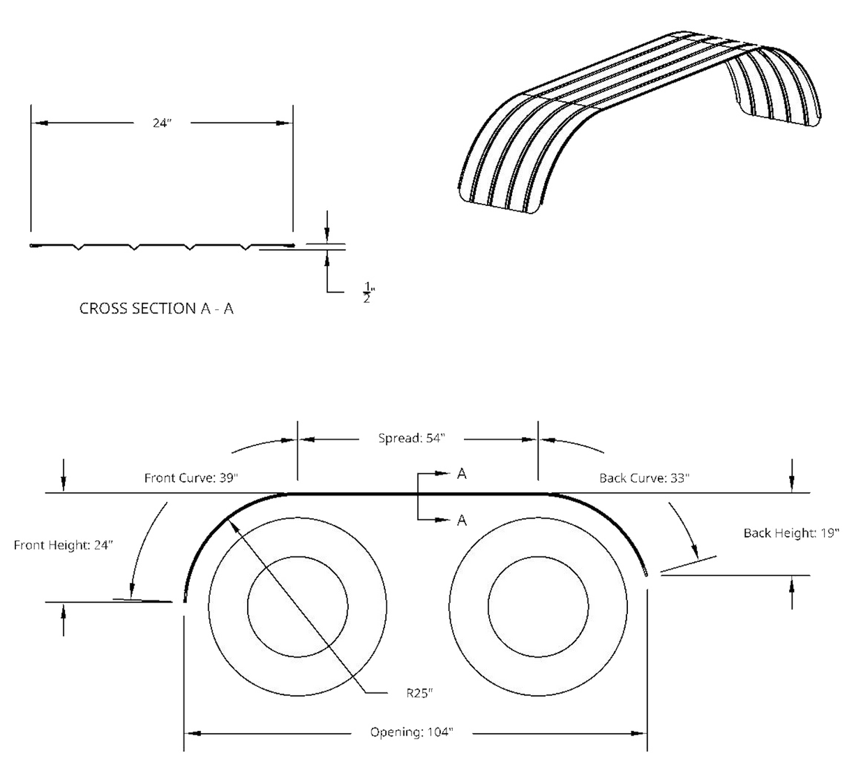 16 and 18 Gauge Full Tandem Fenders Ribbed Flat Polished Stainless Steel - HD Truck Source