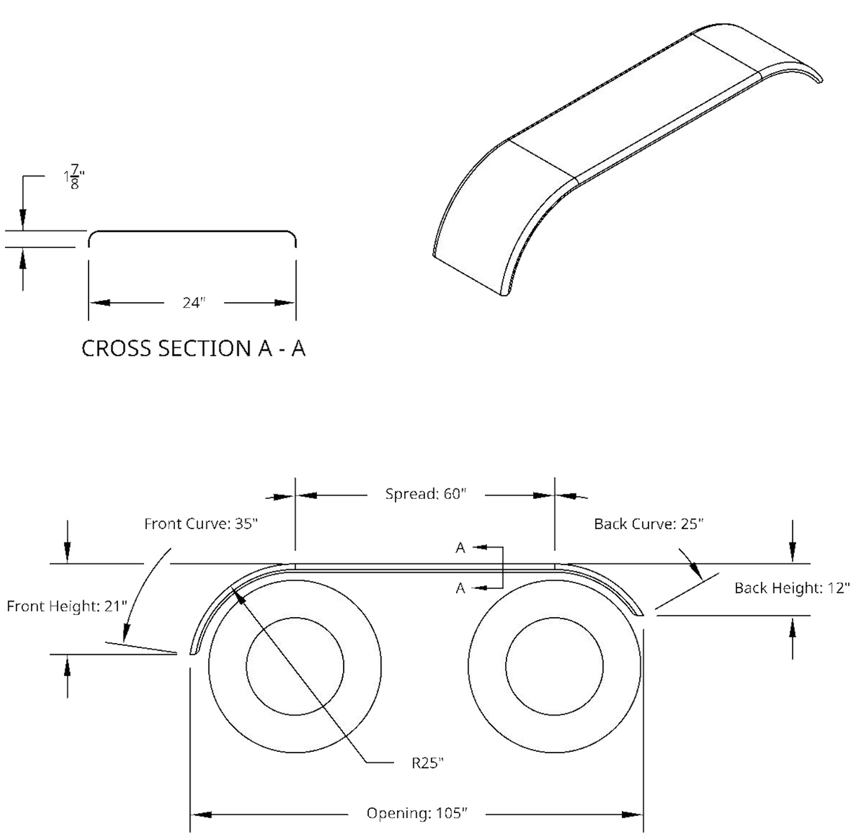 16 Gauge Full Tandem Fenders Smooth Polished Stainless Steel - HD Truck Source
