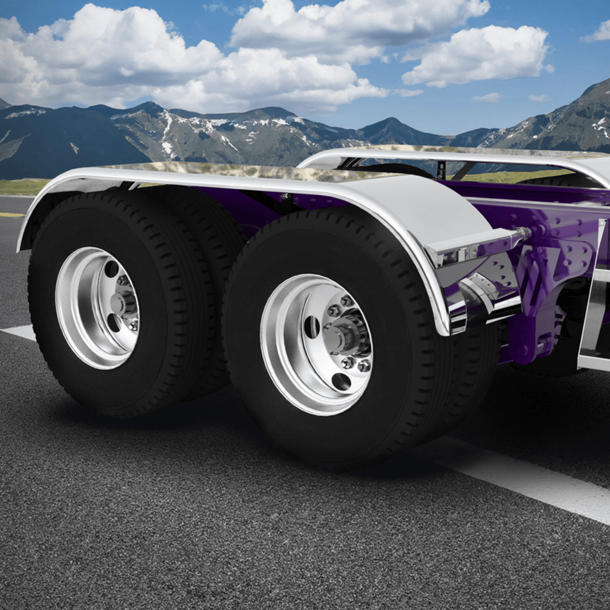 16 Gauge Full Tandem Fenders Smooth Polished Stainless Steel - HD Truck Source