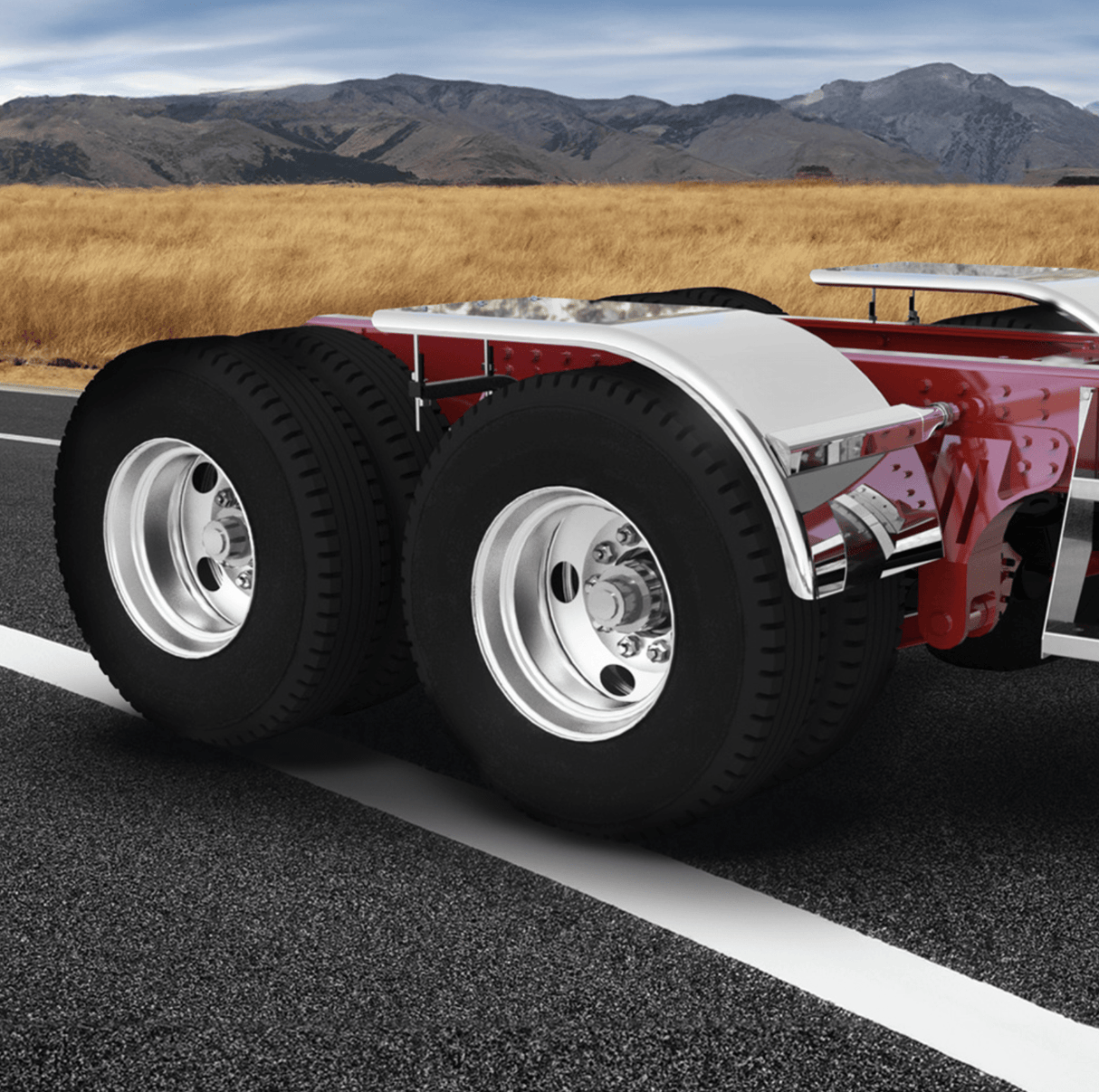 16 Gauge High Polished Smooth Stainless Steel Half Tandem Fender - HD Truck Source