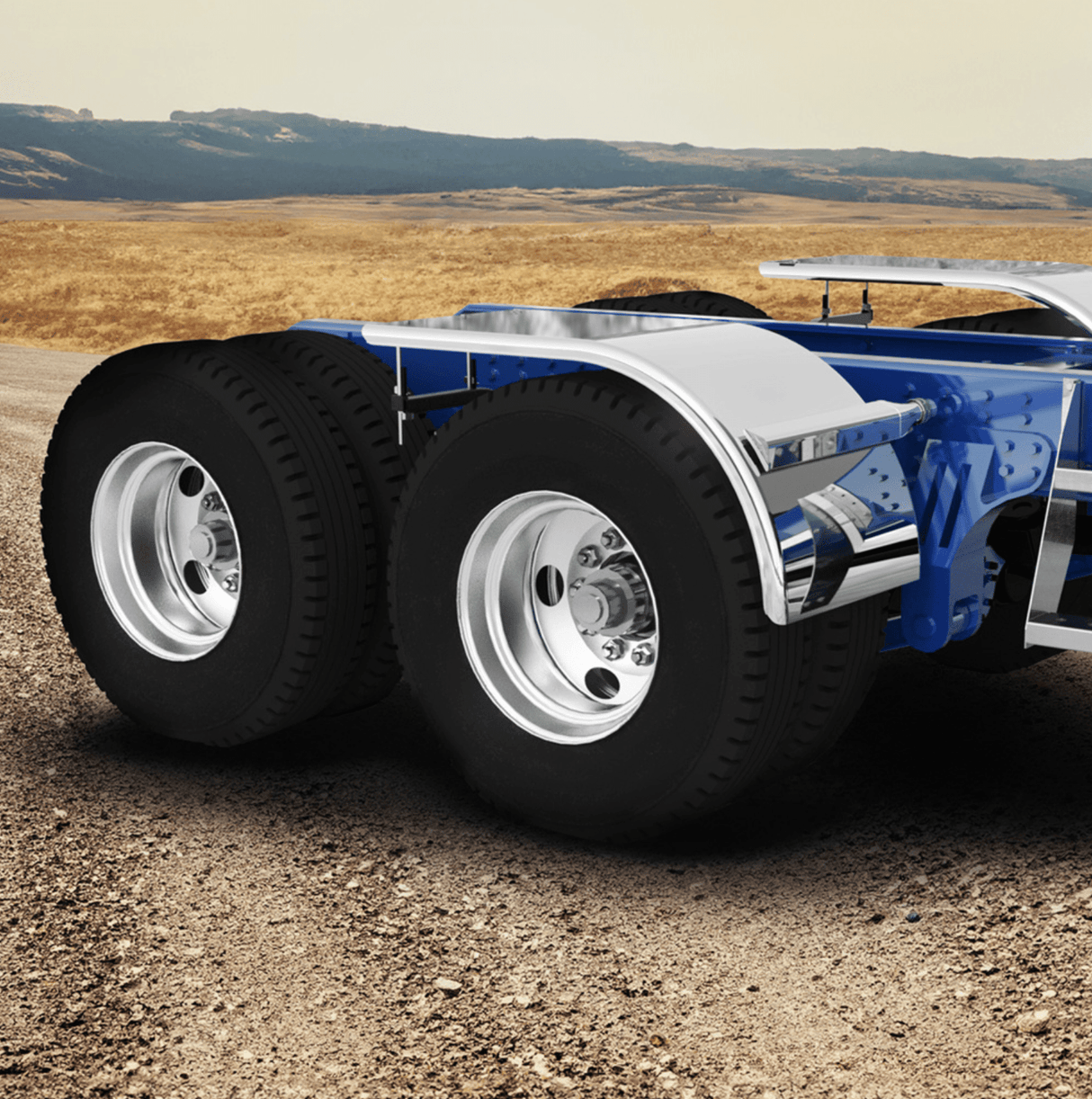 16 Gauge High Polished Smooth Stainless Steel Half Tandem Fender With Stamped Edge - HD Truck Source