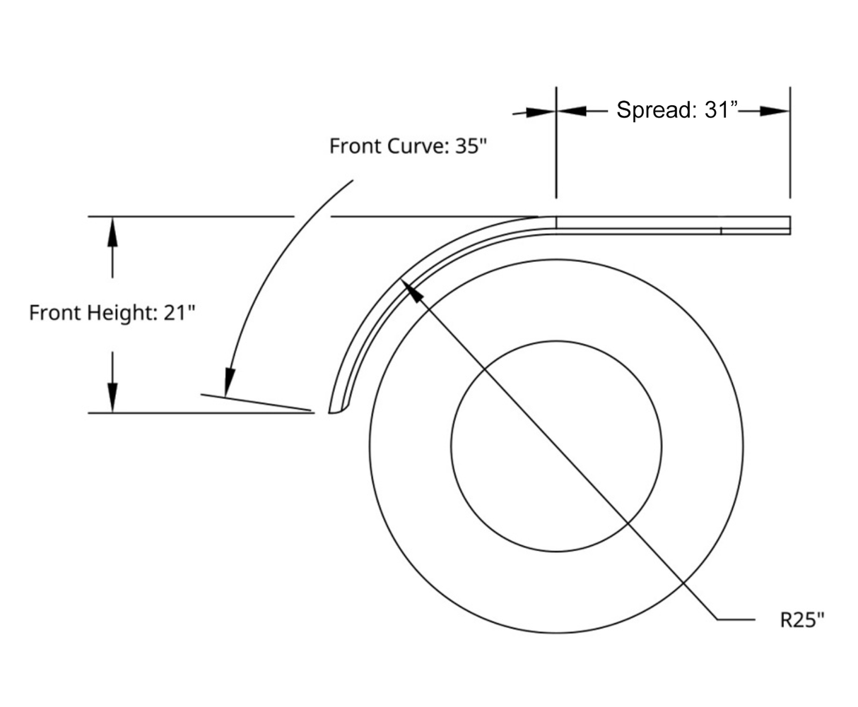 16 Gauge High Polished Smooth Stainless Steel Half Tandem Fender With Stamped Edge - HD Truck Source