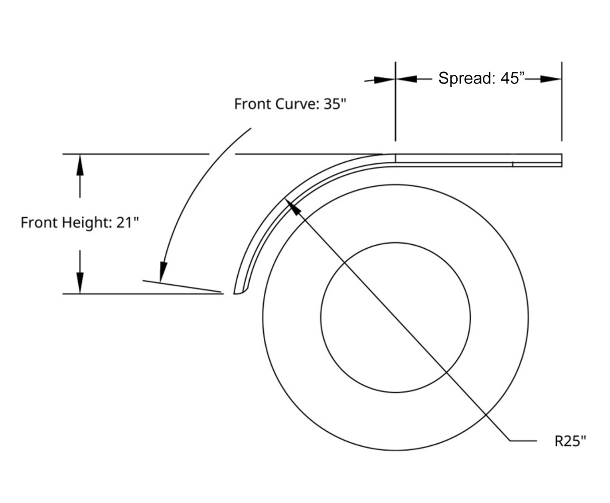 16 Gauge High Polished Smooth Stainless Steel Half Tandem Fender With Stamped Edge - HD Truck Source