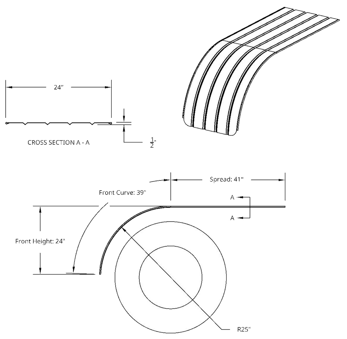 18 Gauge Ribbed High Polished Smooth Stainless Steel Half Tandem Fenders - HD Truck Source