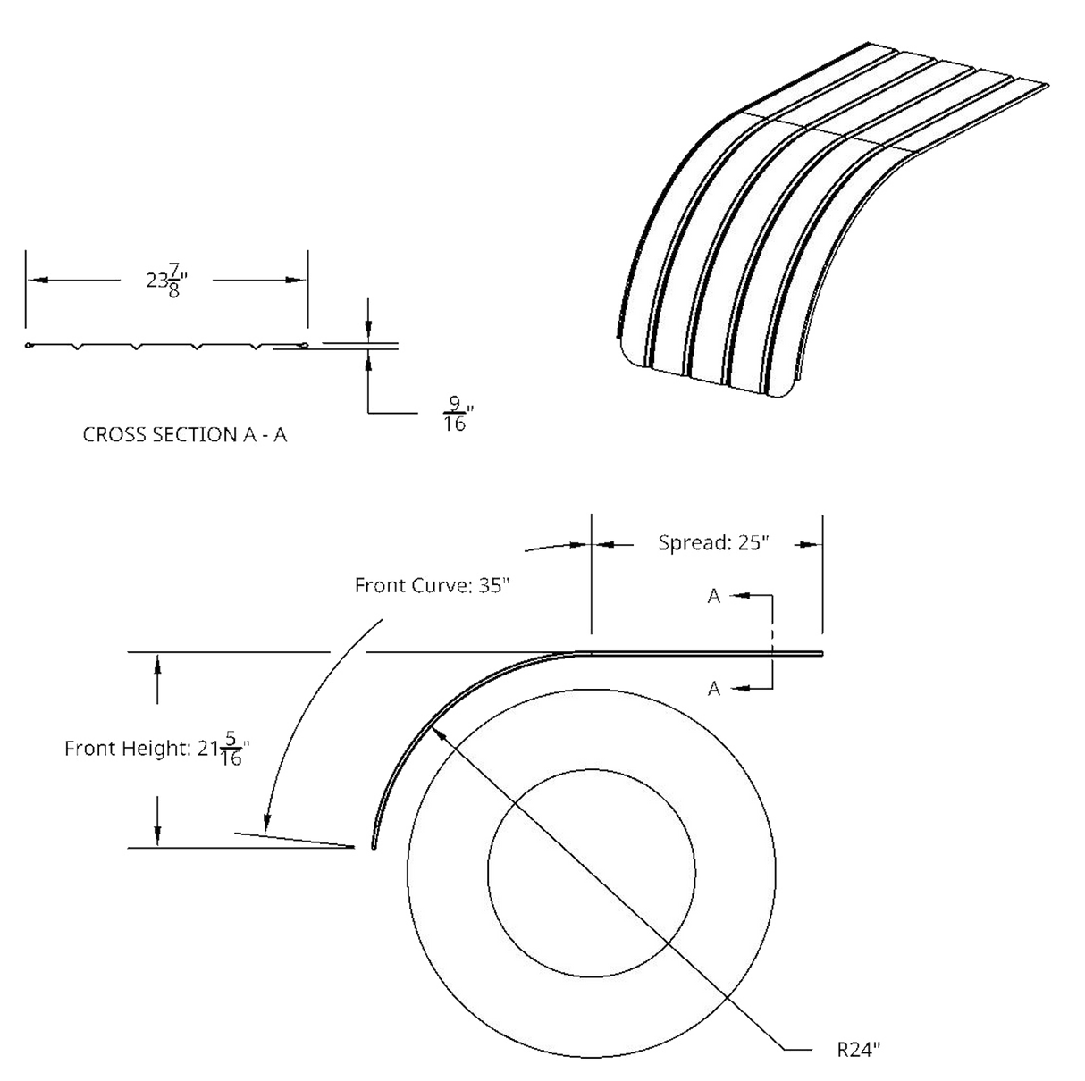 18 Gauge Ribbed High Polished Smooth Stainless Steel Half Tandem Fenders - HD Truck Source