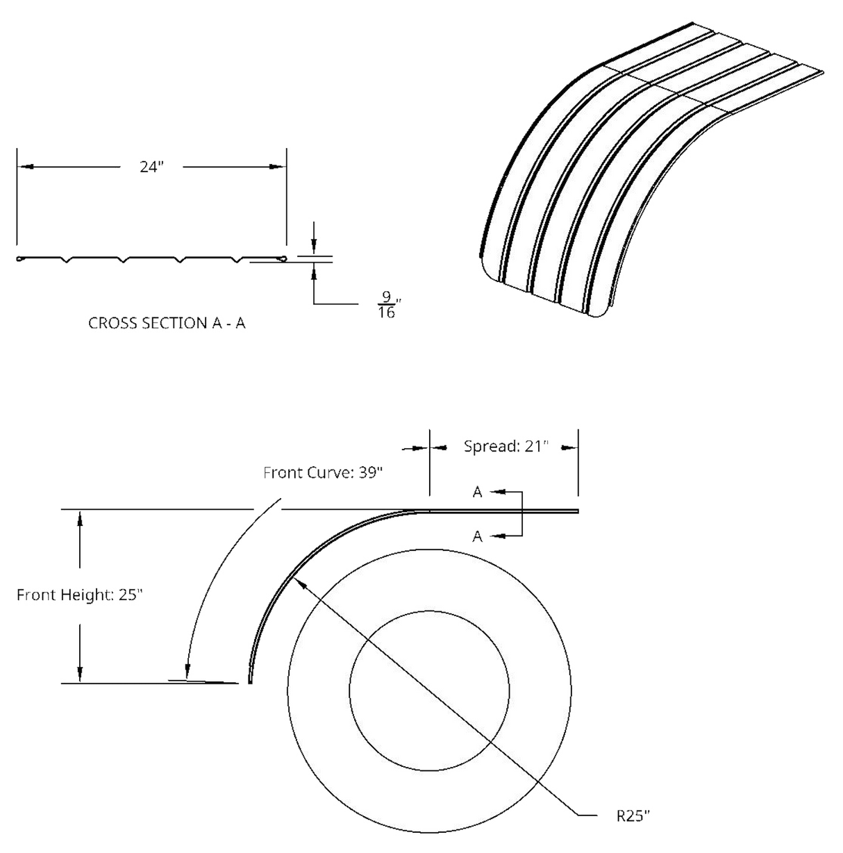 18 Gauge Ribbed High Polished Smooth Stainless Steel Half Tandem Fenders - HD Truck Source