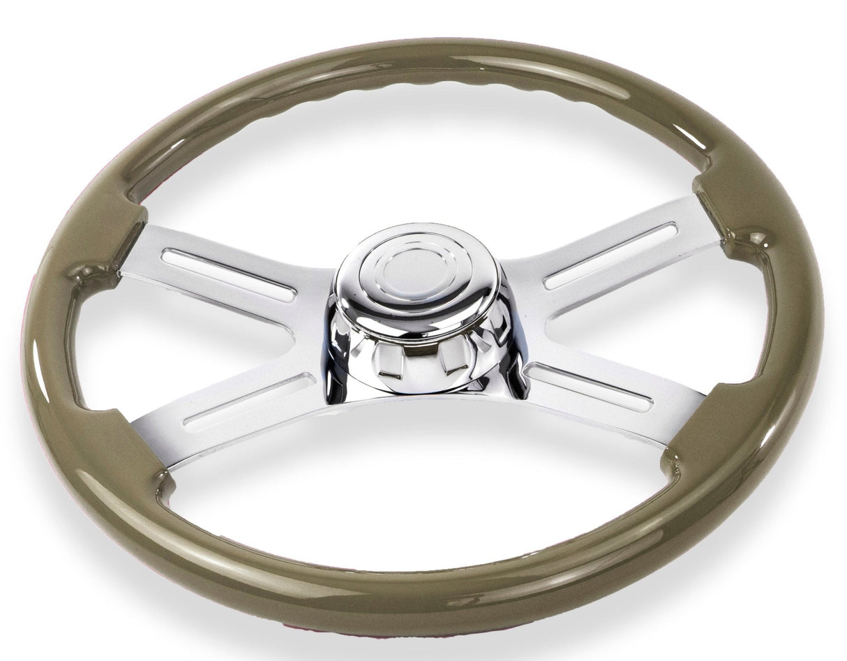 18 Inch Bronze Wood Steering Wheel with 4 Chrome Spokes - HD Truck Source
