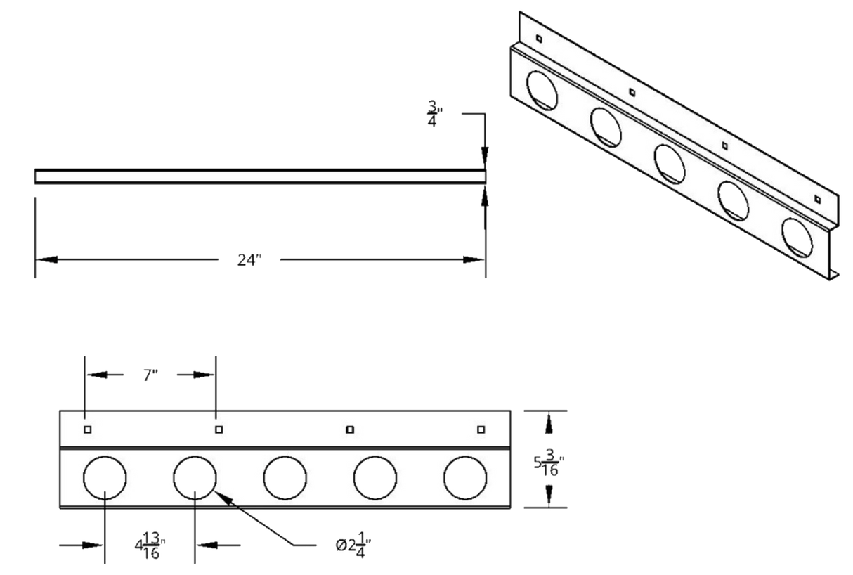 Stainless Steel Top Mud Flap Plate With 2 Inch Oval Light Cutouts