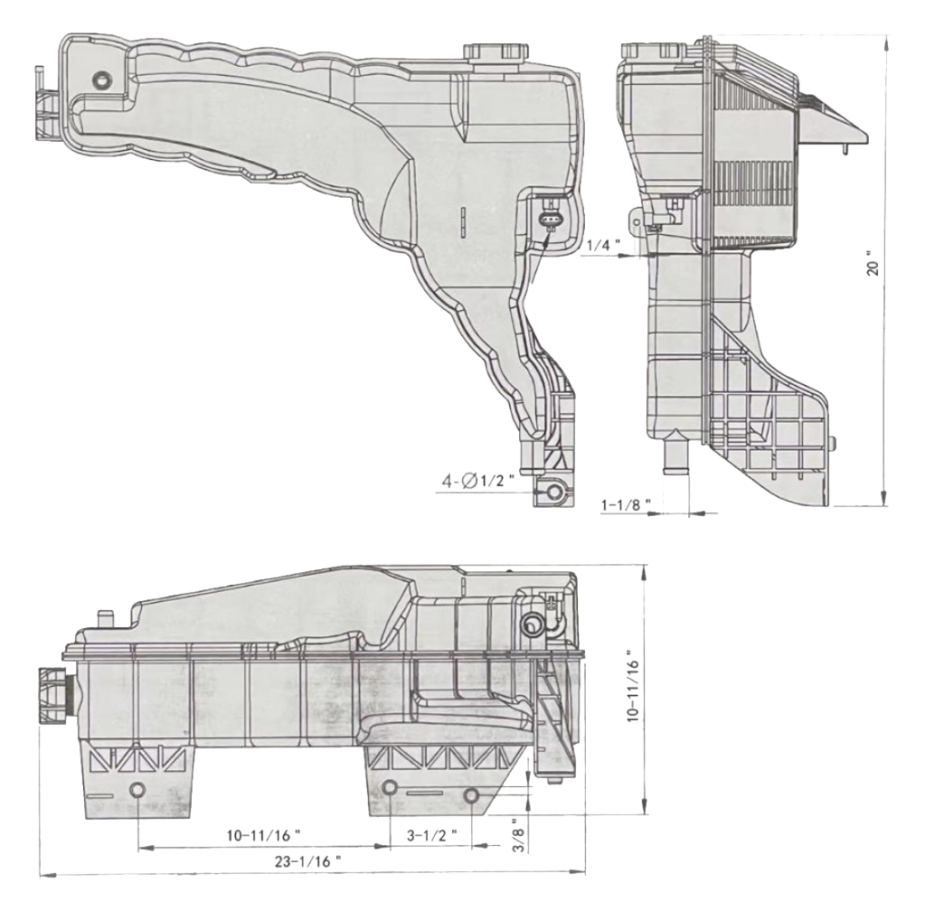 Kenworth T680, T880 - Pressurized Coolant Reservoir With Coolant Level Sensor