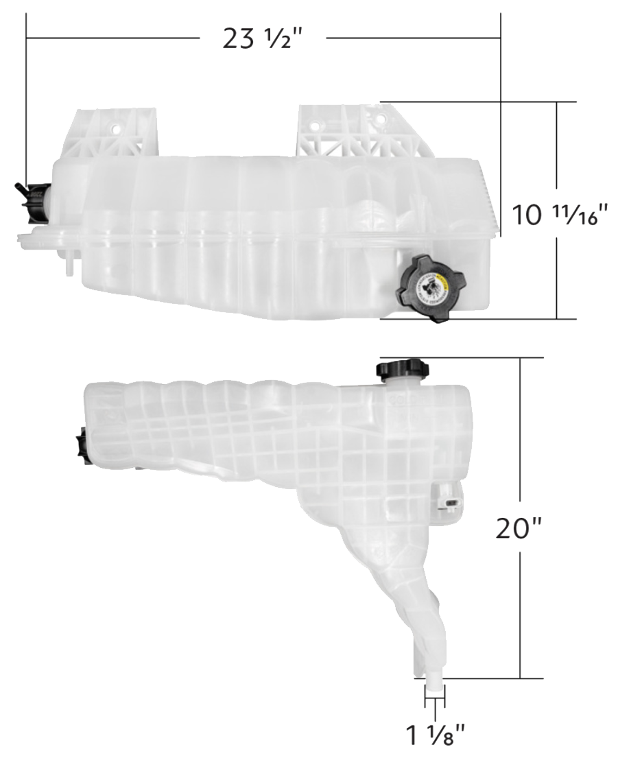 Kenworth T680, T880 - Pressurized Coolant Reservoir With Coolant Level Sensor