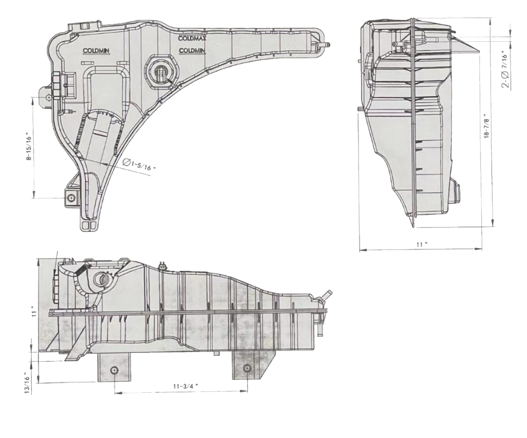 Freightliner Cascadia (2008-2017), Century, Columbia, M2 - Pressurized Coolant Reservoir With Coolant Level Sensor