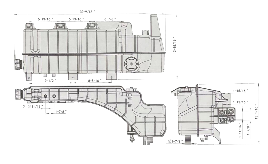 Volvo VNL/VNM, VHD & Mack Pinnacle - Pressurized Coolant Reservoir With Coolant Level Sensor (Copy)