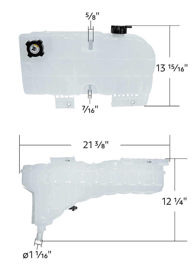 Peterbilt 367, 365, 382 & Kenworth T800, T660 - Pressurized Coolant Reservoir With Coolant Level Sensor