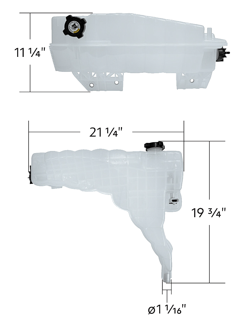 Kenworth T680, T880 And Peterbilt 579 - Pressurized Coolant Reservoir With Coolant Level Sensor