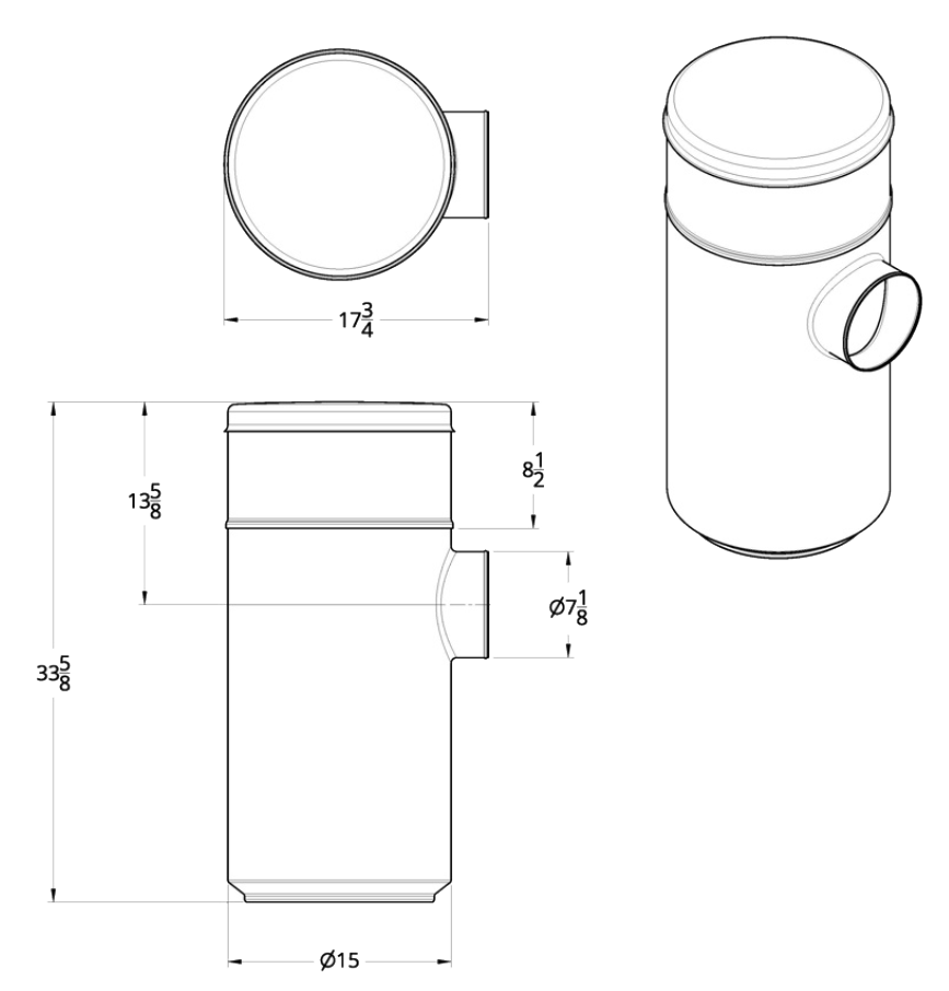 Peterbilt - 15 Inch Stainless Air Cleaner Housing, Vortox Style