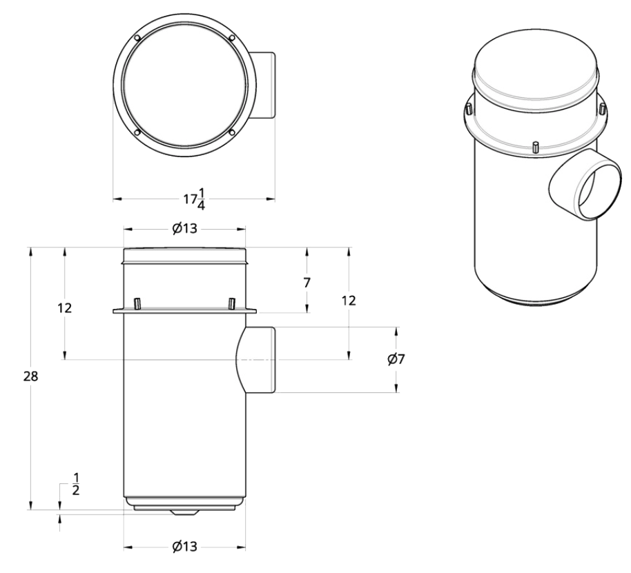 Peterbilt, Kenworth - 13 Inch Stainless Air Cleaner Housing, Donaldson Style