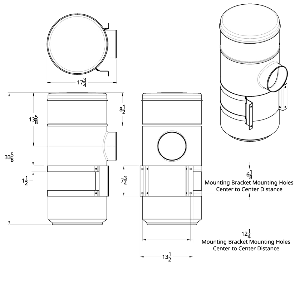Peterbilt - 15" Stainless Air Cleaner Kit With Brackets, Vortox Style