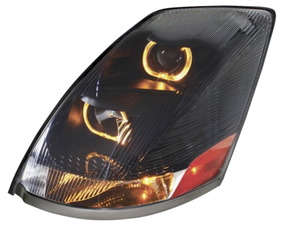 Volvo VN/VNL (2003-2017) - Projection Headlight With Amber LED Light Bar