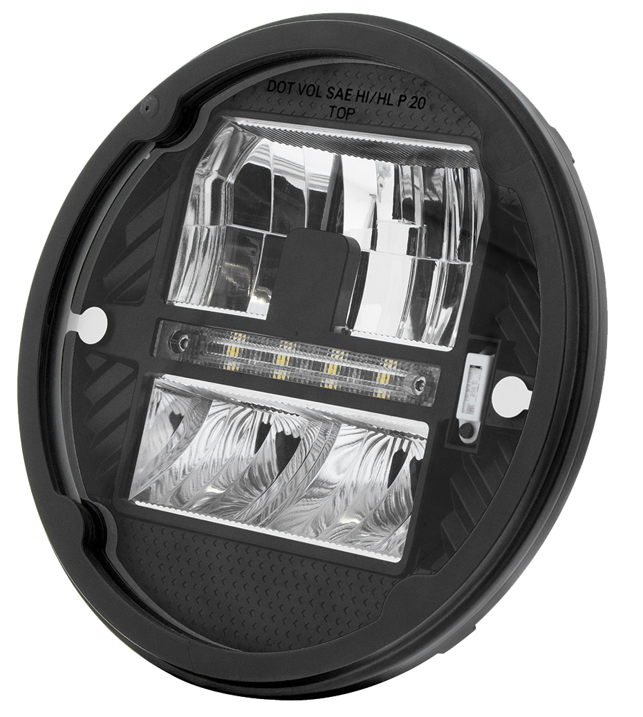 7" Heated LED Round Headlight With White Position Light