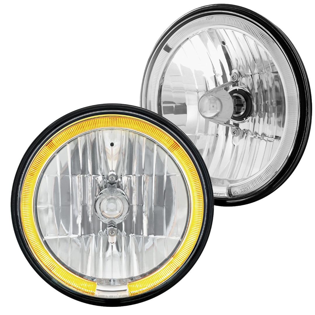 7" Crystal Headlight With LED Halo Ring - Universal Round Replacement