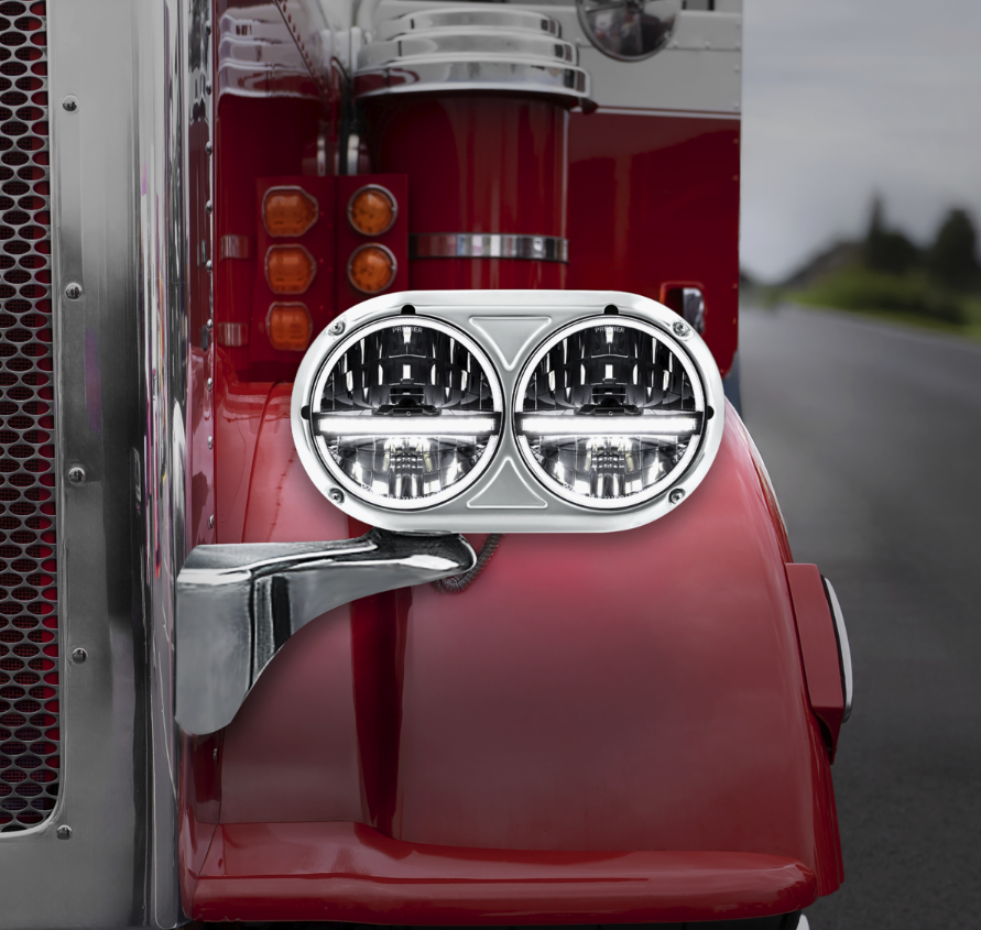 Peterbilt 359 - Stainless Steel Headlight Assembly With 20 LED Headlights and LED Position Light