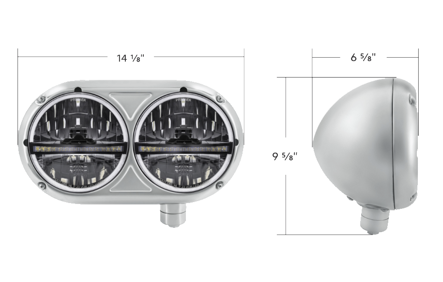 Peterbilt 359 - Stainless Steel Headlight Assembly With 20 LED Headlights and LED Position Light