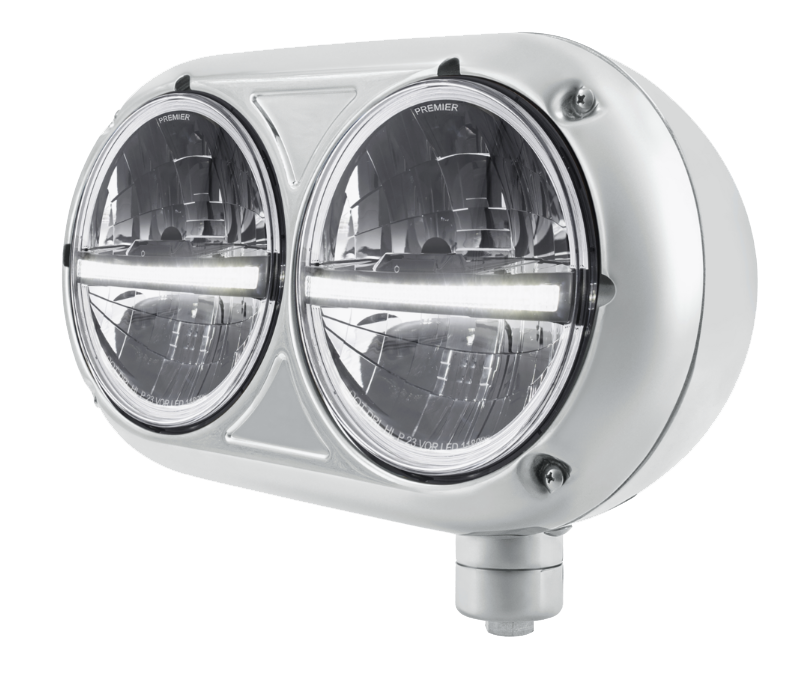 Peterbilt 359 - Stainless Steel Headlight Assembly With 20 LED Headlights and LED Position Light
