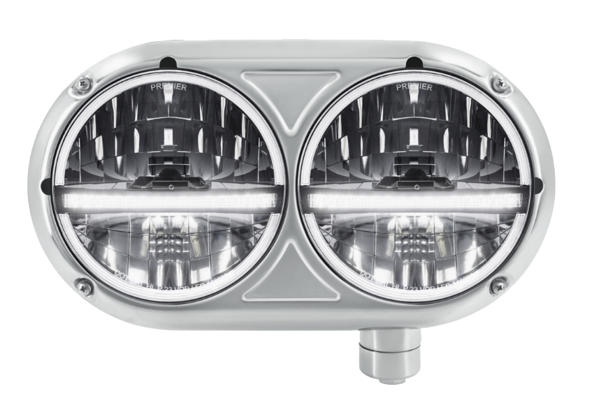 Peterbilt 359 - Stainless Steel Headlight Assembly With 20 LED Headlights and LED Position Light
