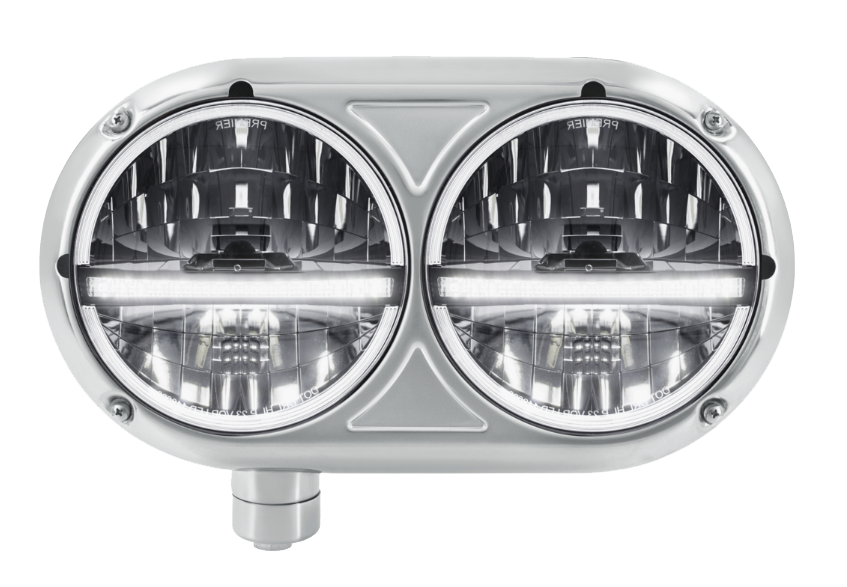 Peterbilt 359 - Stainless Steel Headlight Assembly With 20 LED Headlights and LED Position Light