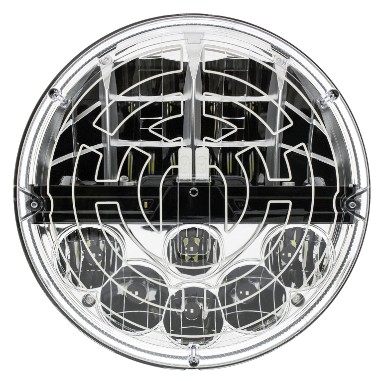 7" Heated LED Round Headlight With Polycarbonate Lens & Housing