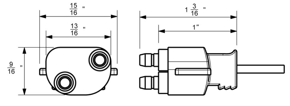 Pigtail - 2 Wire With 2 Prong Straight Plug - 12 Inch Lead