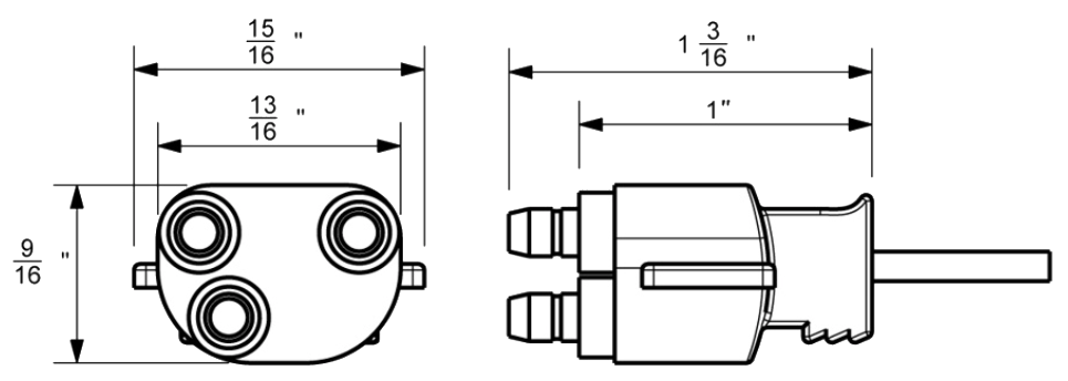 Pigtail - 3 Wire With 3 Prong Straight Plug - 12" Lead