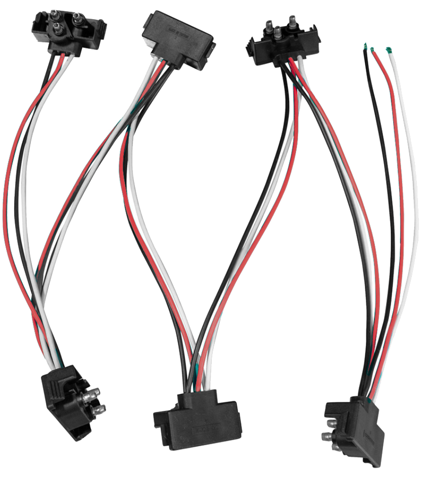 Wire Harness - 6 Plugs, 3-Prong Male Right Angle Bullet Plugs, 7-1/2" Lead Between Plugs