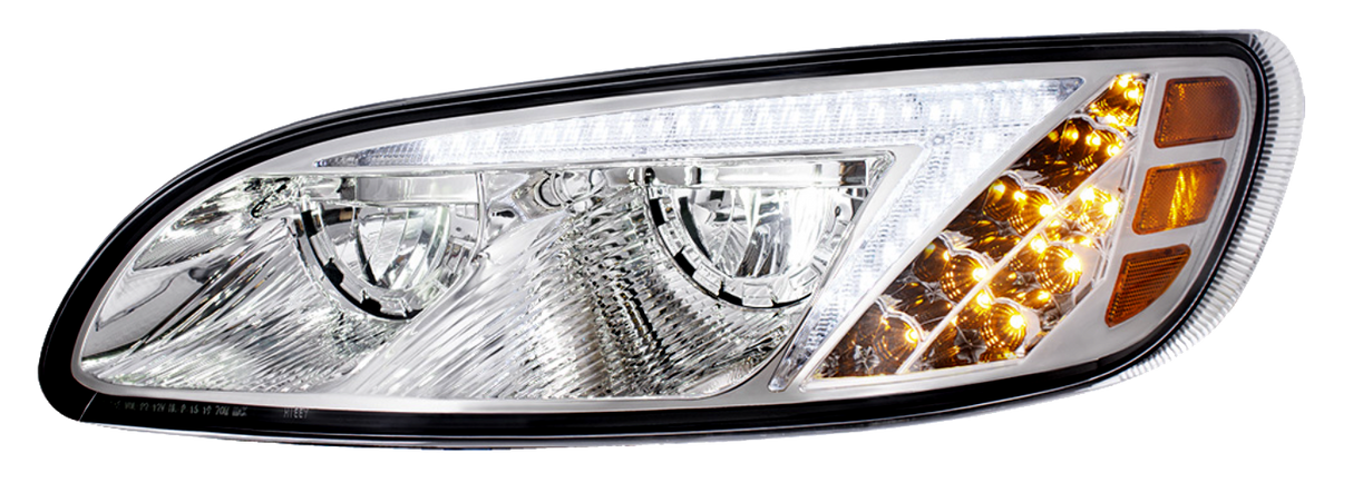 Peterbilt 386 (2006-2016) and 387 (2000-2011) - LED Headlight With Color Changing Position Light Bar