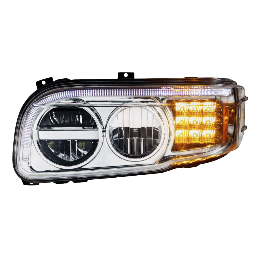 Peterbilt 388 (2008-2015) & 389 (2008-2023) - LED Headlight With LED Turn & Position Light Bar