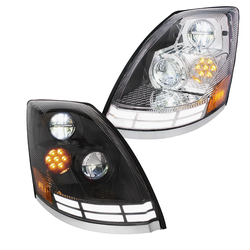 Volvo VN/VNL (2003-2017) - LED Headlight With Dual Color LED Light Bars