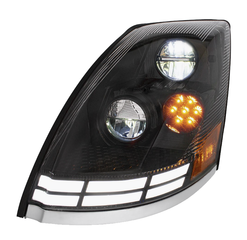 Volvo VN/VNL (2003-2017) - LED Headlight With Dual Color LED Light Bars