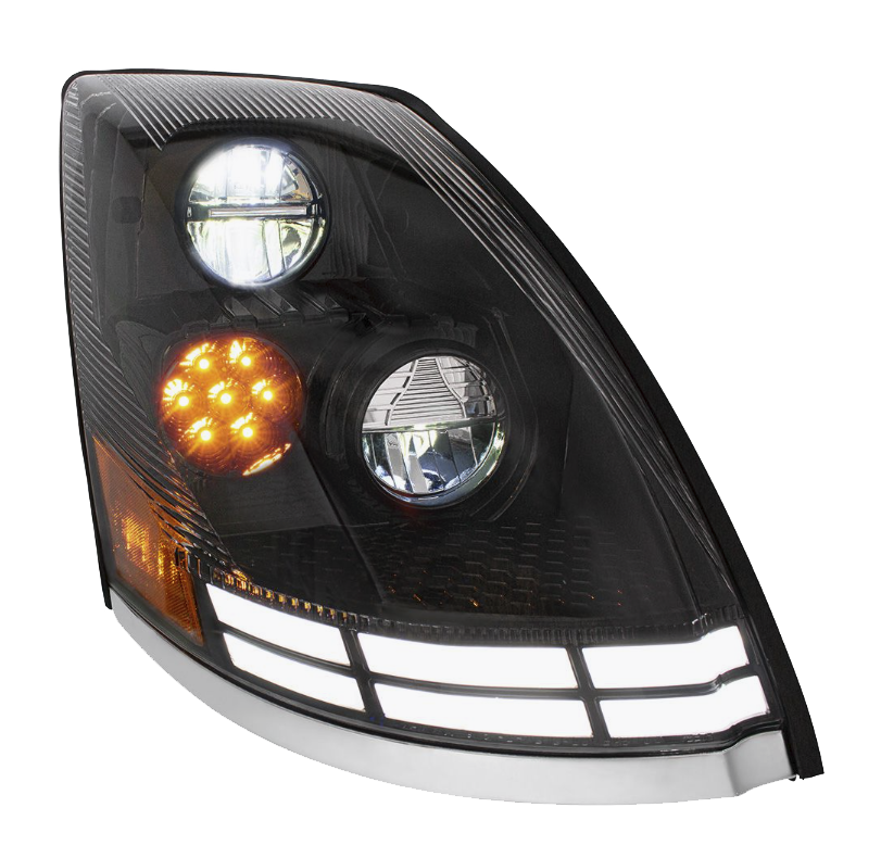 Volvo VN/VNL (2003-2017) - LED Headlight With Dual Color LED Light Bars